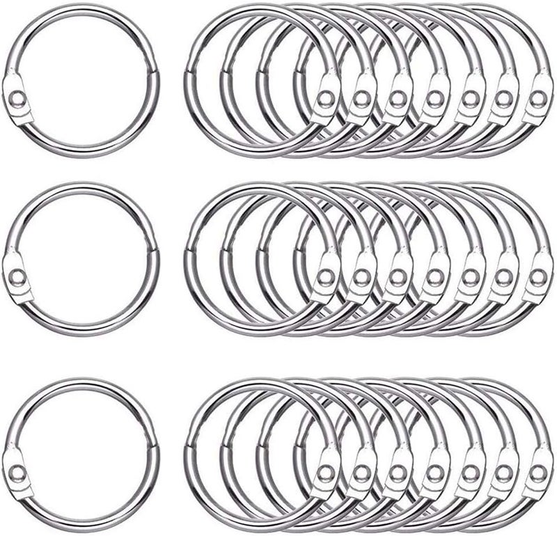Antner 1.2 Inch Loose Leaf Binder Rings, 50 Pack Nickel Plated Small Metal Office Book Rings Keychain Keyrings for Paper, Index Cards, Flashcards, Scrapbooks, Home and Office Documents Organization - Image 1